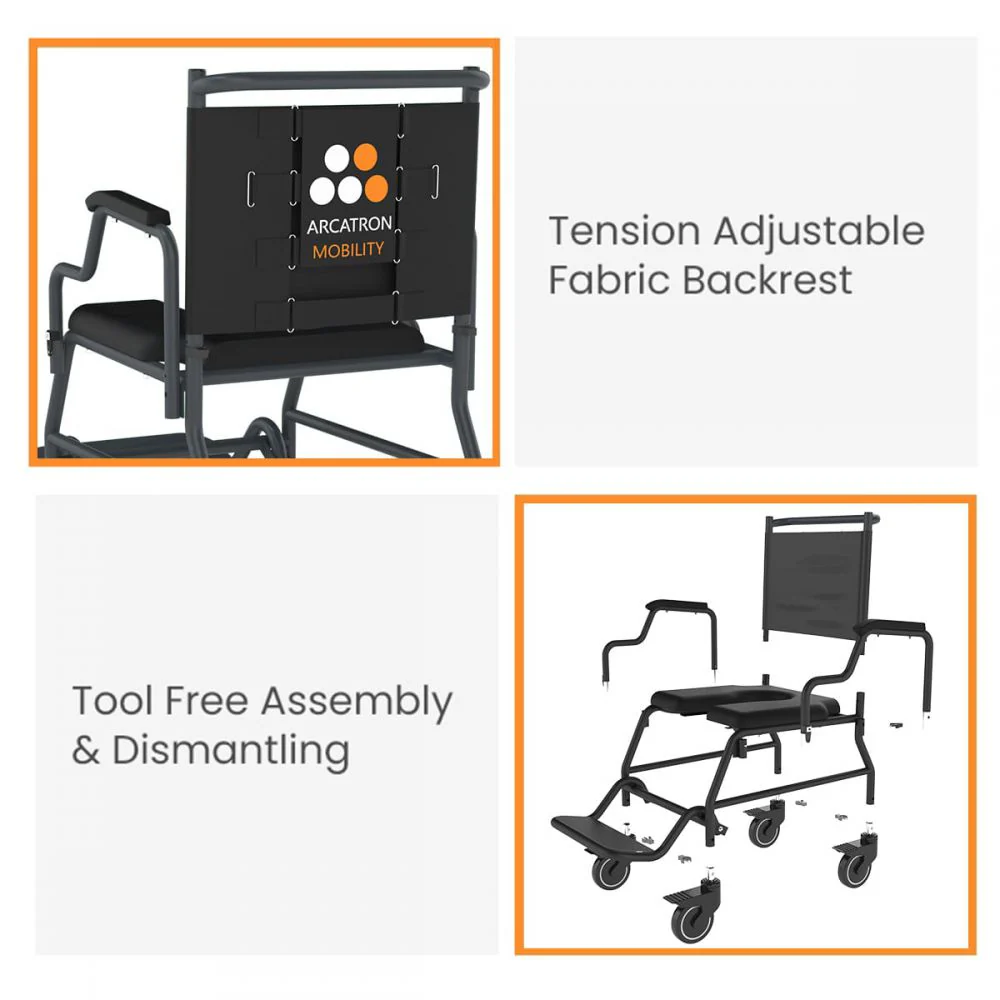 Arcatron 2000 Rolling Over Commode Wheelchair | Arcatron Mobility Commode Chair for Rent or Sale by HDU Healthcare in Delhi NCR, Noida, Greater Noida, Gurugram, Faridabad, Ghaziabad, Mumbai, Navi Mumbai, South Mumbai, Thane | Direct Channel Partner of Arcatron Mobility