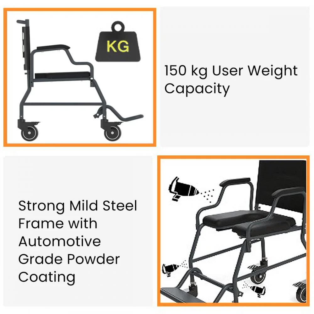 Arcatron 2000 Rolling Over Commode Wheelchair | Arcatron Mobility Commode Chair for Rent or Sale by HDU Healthcare in Delhi NCR, Noida, Greater Noida, Gurugram, Faridabad, Ghaziabad, Mumbai, Navi Mumbai, South Mumbai, Thane | Direct Channel Partner of Arcatron Mobility