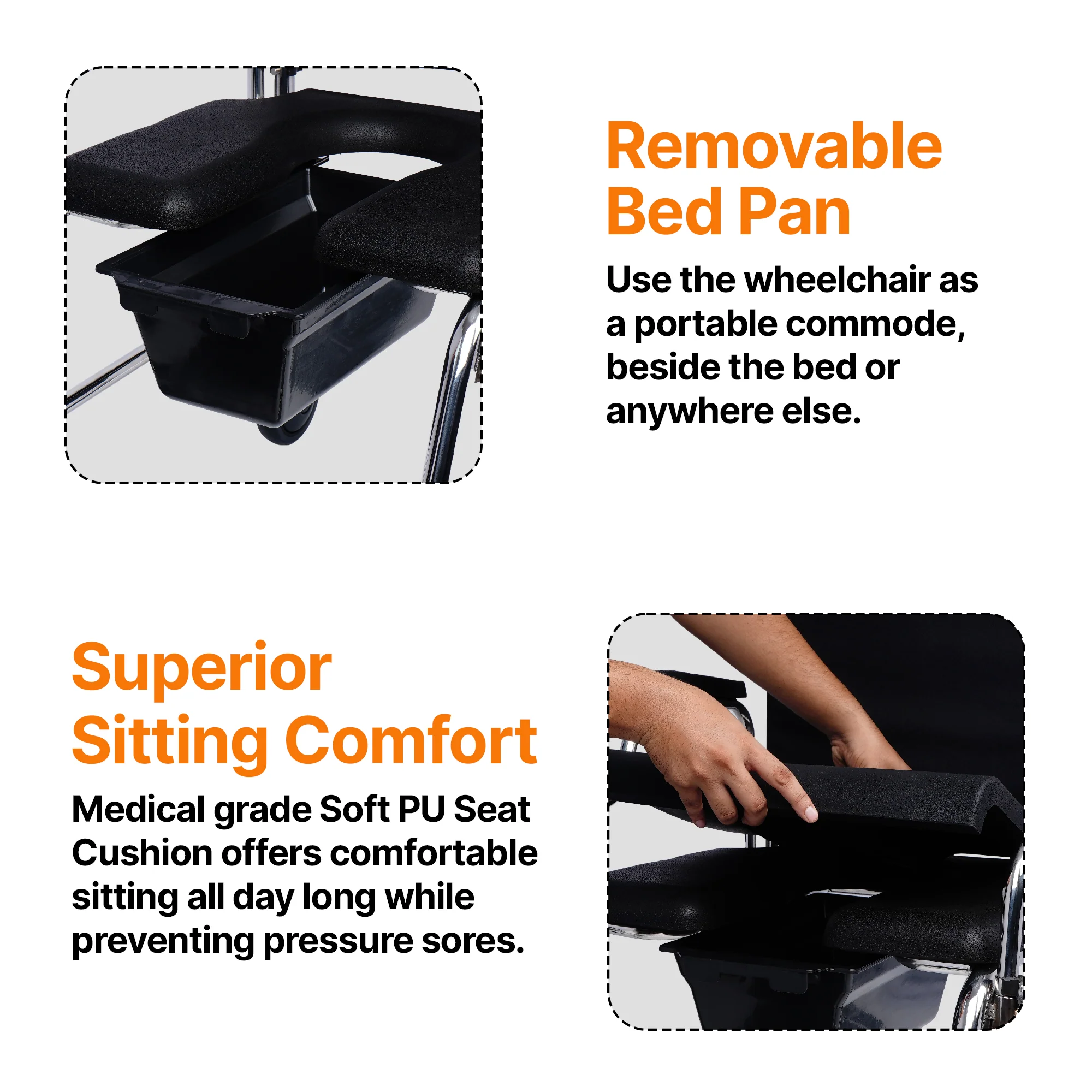 Arcatron Mobility SAC100 Multipurpose Shower Commode Wheelchair | Arcatron Mobility Commode Chair for Rent or Sale by HDU Healthcare in Delhi NCR, Noida, Greater Noida, Gurugram, Faridabad, Ghaziabad, Mumbai, Navi Mumbai, South Mumbai, Thane | Direct Channel Partner of Arcatron Mobility