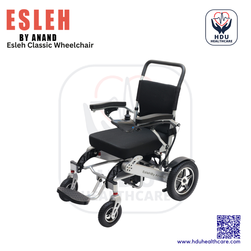 Esleh Classic Electric Wheelchair​ on Rent or Sale by HDU Healthcare in Delhi NCR, Noida, Greater Noida, Gurugram, Faridabad, Ghaziabad, Mumbai, Navi Mumbai, South Mumbai, Thane