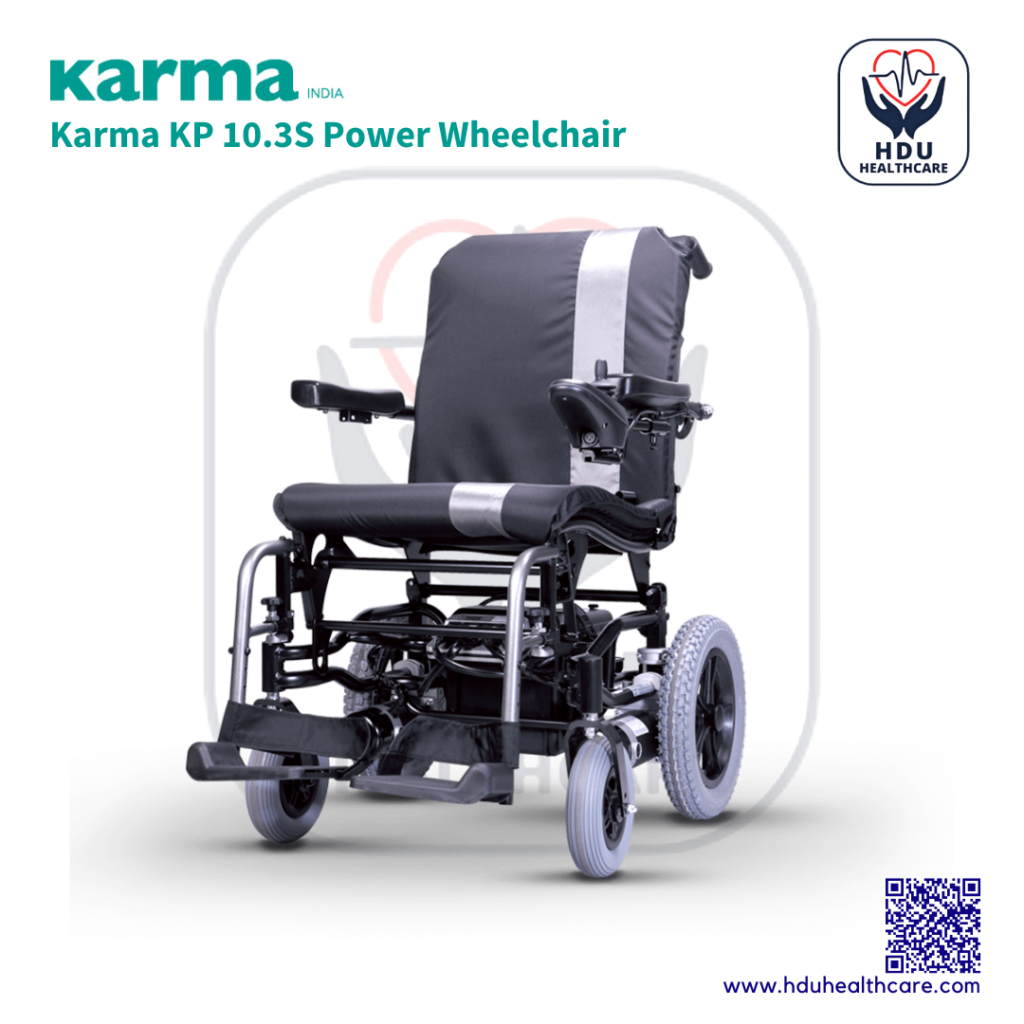 Karma KP 10.3S Power Wheelchair​ on Rent or Sale by HDU Healthcare in Delhi NCR, Noida, Greater Noida, Gurugram, Faridabad, Ghaziabad, Mumbai, Navi Mumbai, South Mumbai, Thane